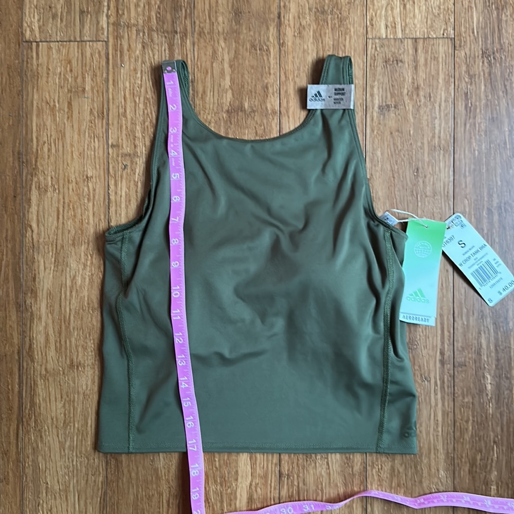 NWT Adidas Women's Crop Tank Medium Support Sports Bra Green Size Small - Picture 9 of 11